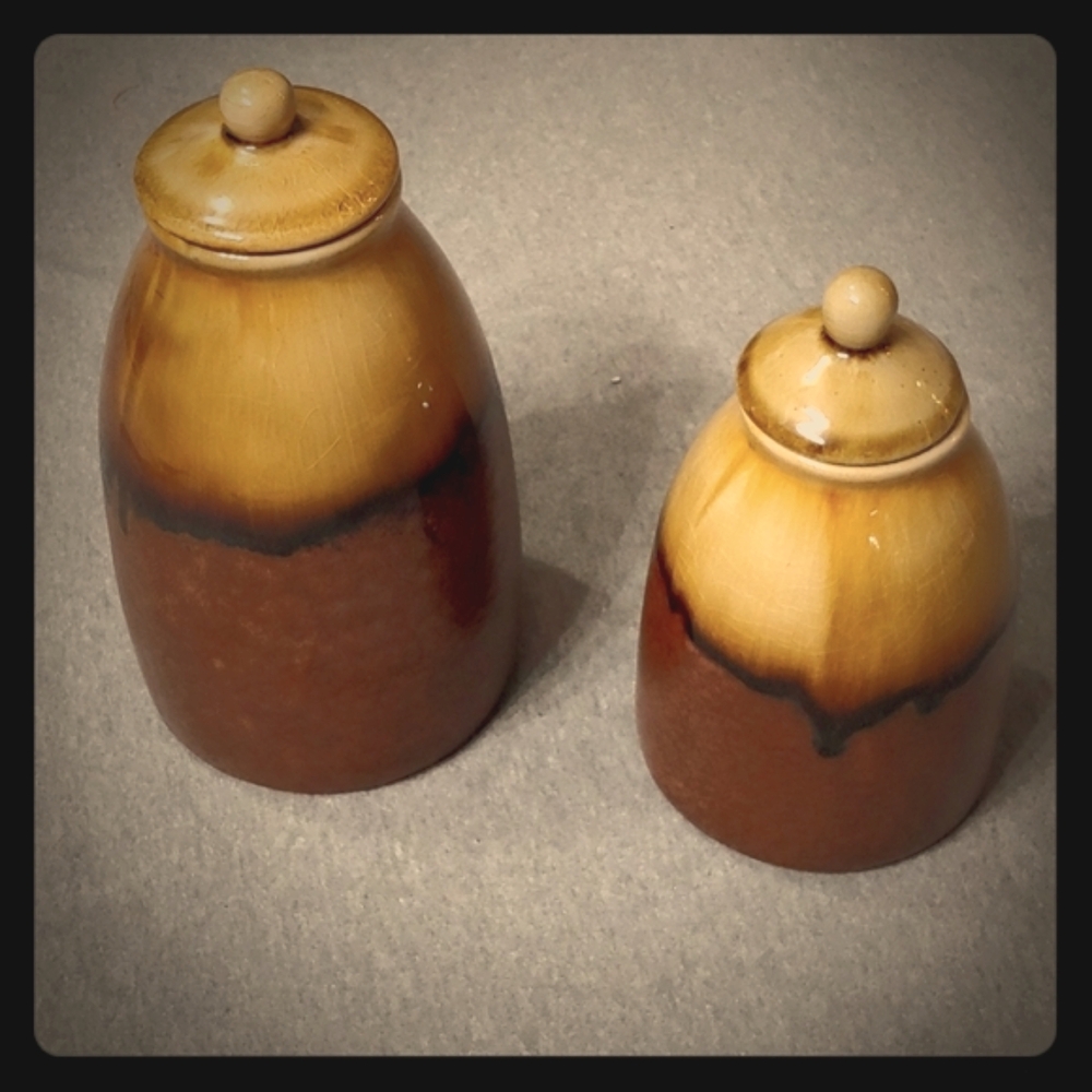 NWT Cute Pair of Brown/Tan Decorative Jars 💗